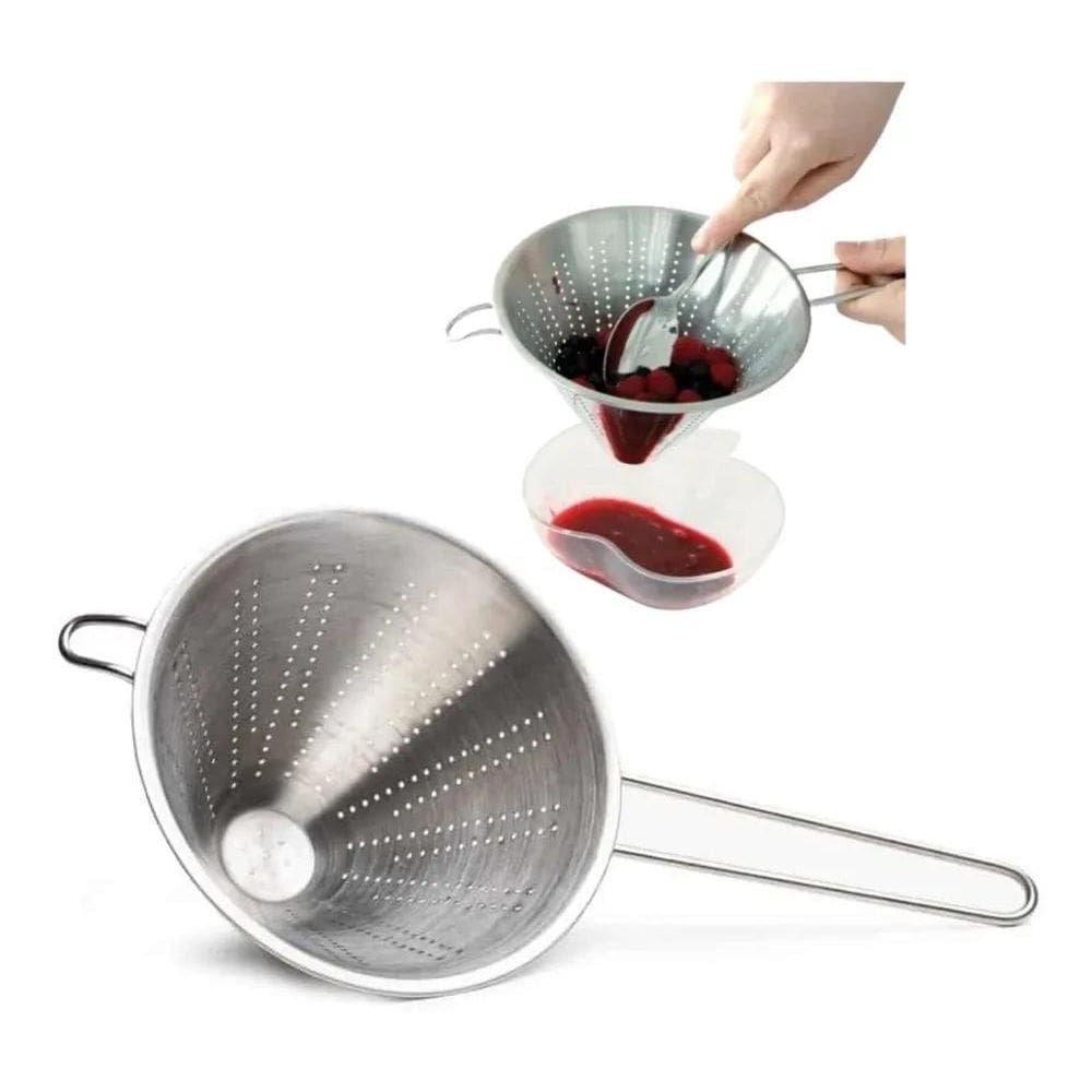 3X Peneira Chinois Passador Coador Chinoy Inox 16Cm Mimo Sty