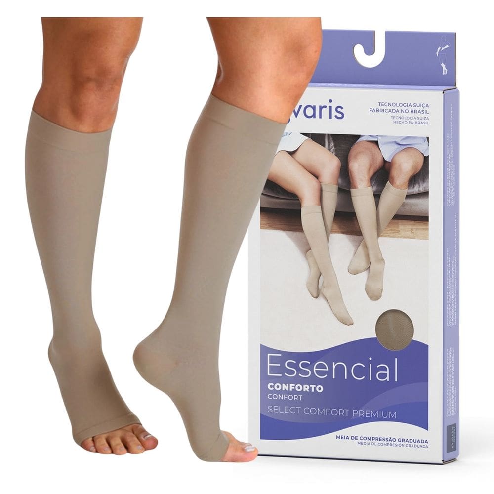 Meia 3/4 Sigvaris Select Comfort Premium Longa Compressão 15-20mmhg Cor Natural