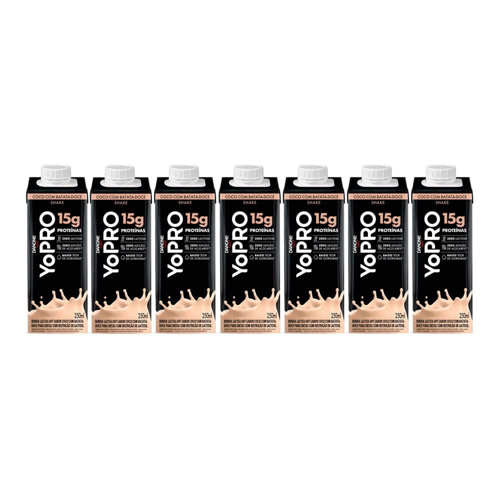 Kit 7 YoPRO Bebida Láctea UHT Coco com Batata-Doce 15g de proteínas 250ml