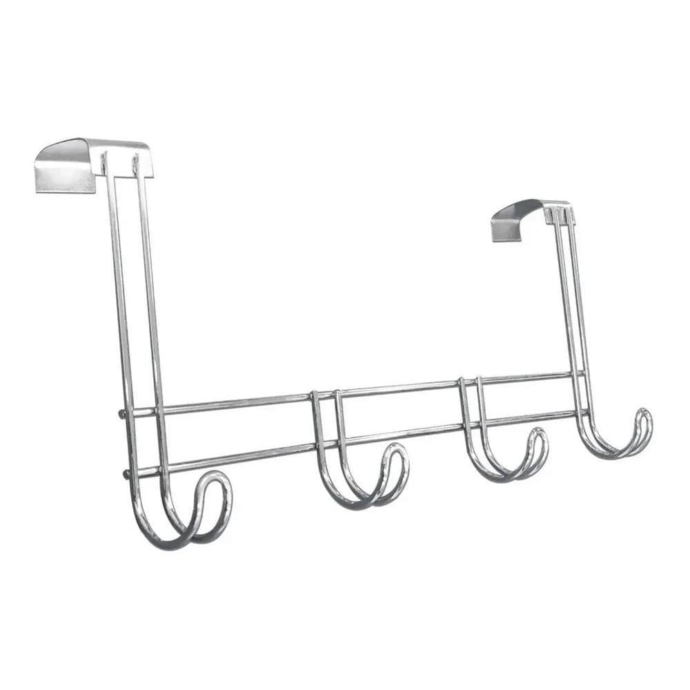 2X Cabide De Porta Com 4 Ganchos Aço Cromado Organizador