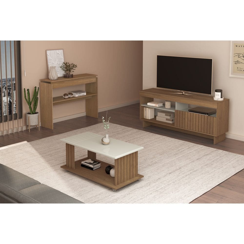 Conjunto Sala de Estar: Rack + Aparador + Mesa de Centro