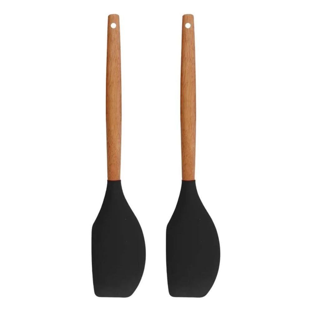 Kit Espátulas Pão Duro Silicone Madeira Reforçada Cozinha