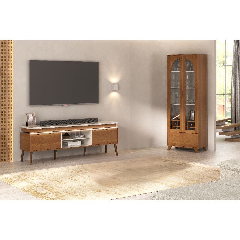 Conjunto Sala de Estar: Rack Lumina 4704 + Cristaleira 4735