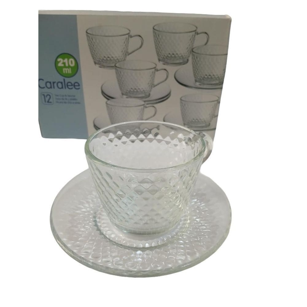 Jogo De Xicara De Chá Com Pires De Vidro 210 Ml