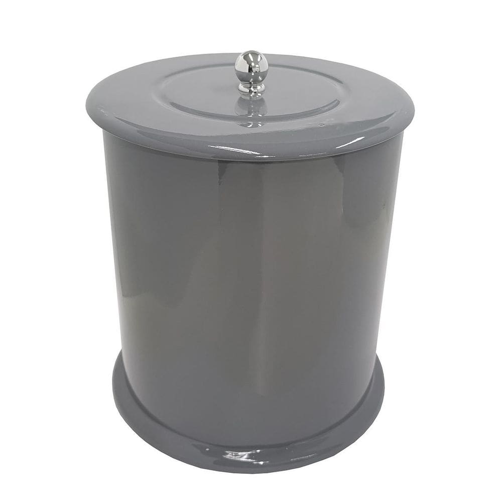 Lixeira Banheiro Mdf Redonda 6 Litros Cinza Escuro Cinza