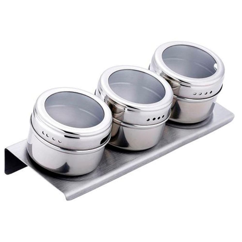 Porta Condimentos Magnético Kit 3 Inox Ideal Para Cozinha