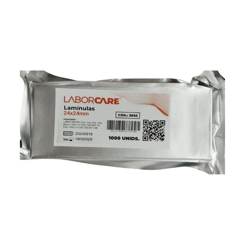 Lamínula De Vidro 24 X 24 Mm  Labor  - Pacote Com 1000 Uni
