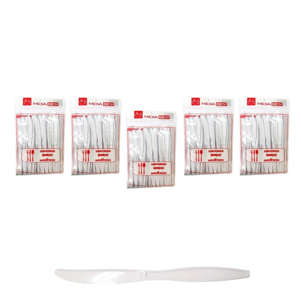 Faca Descartável Reforçada Sobremesa Almoço Jantar Kit 5