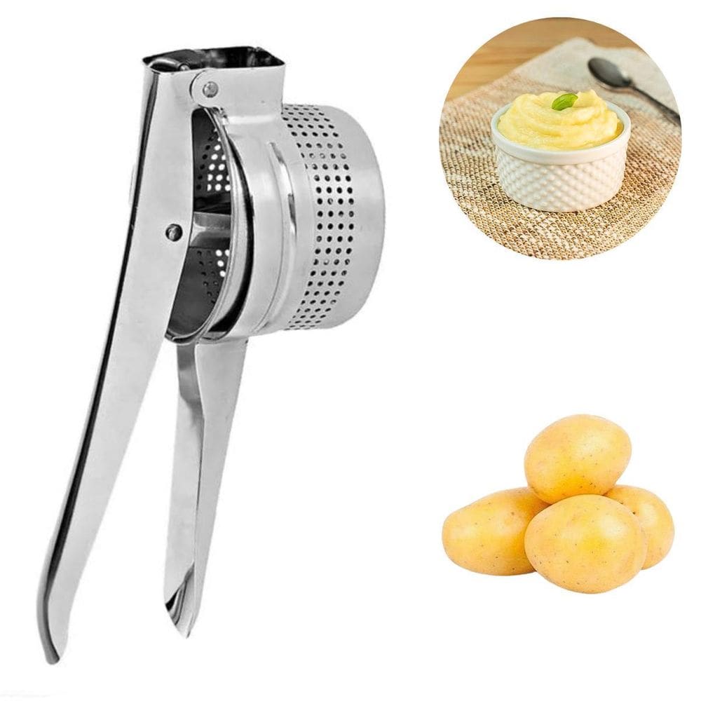 Espremedor Amassador De Batata Em Inox Manual Purê Cenoura