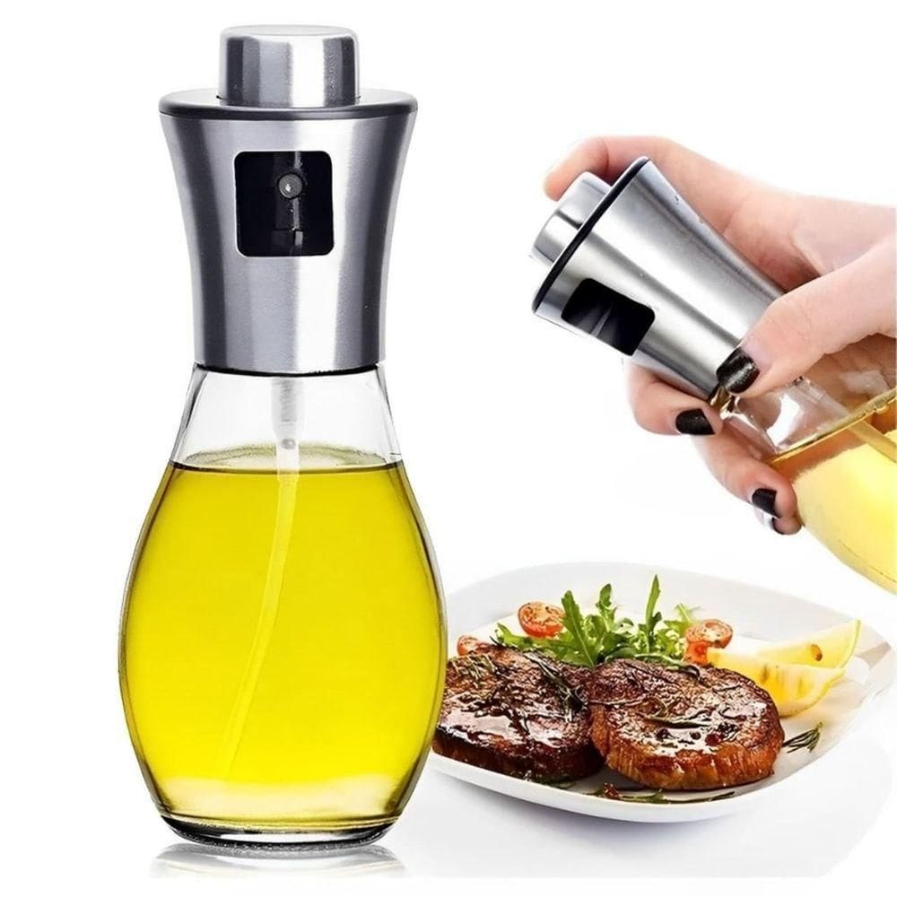 Spray Borrifador Azeite Galheteiro Vidro Inox Pulverizador Vinagre Oleo 200ml Tempero Cozinha