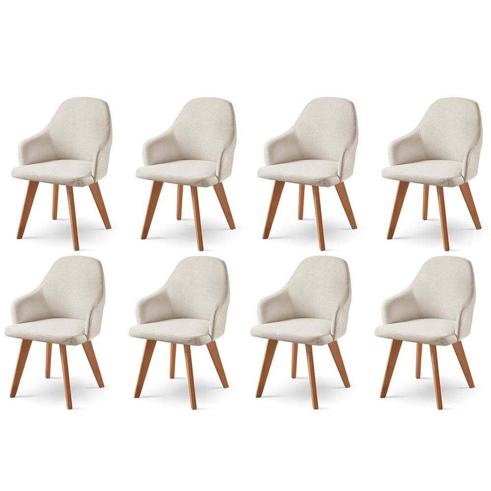 Kit 8 Cadeiras para Mesa de Jantar Manuela Nude/Freijó