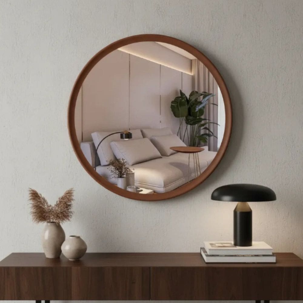 Espelheira Redondo 50cm Moldura Alumínio Basic Cobre