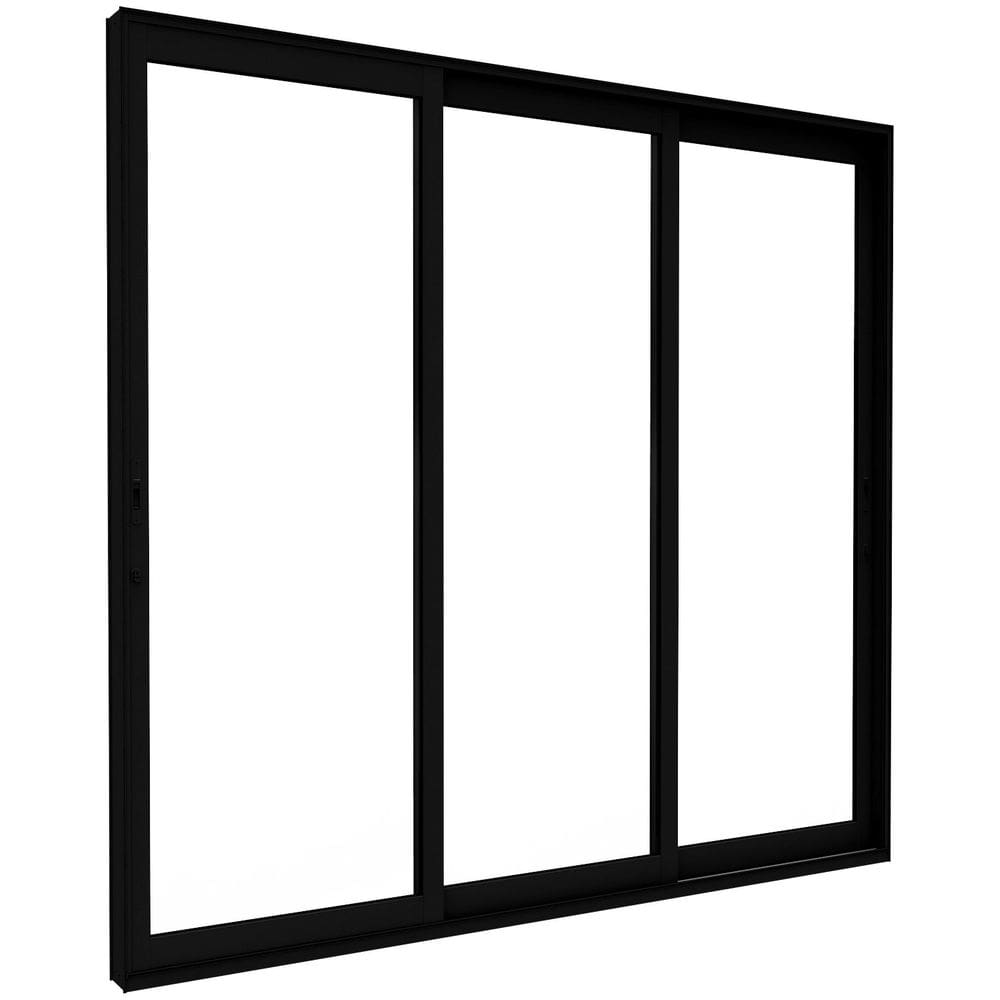 Porta de Alumínio de Correr Lateral 3 Folhas Móveis Vidro Temperado 235x250cm Lucasa Eccellente Preto