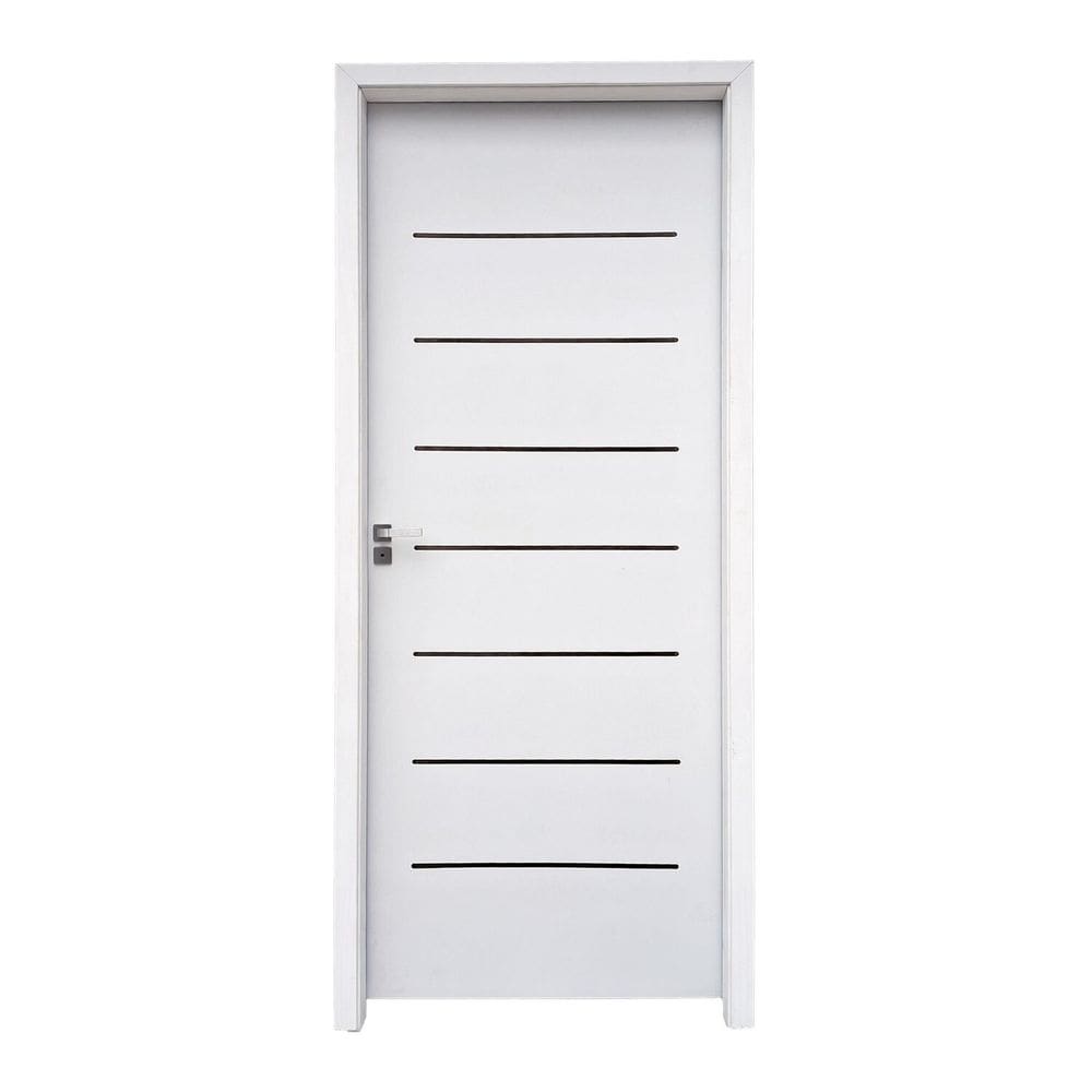 Kit Porta de Madeira 215x77cm Batente 14cm com Guarnição Cristal Primer Uniportas