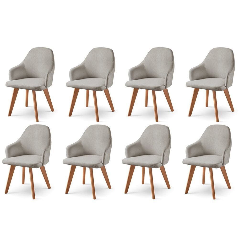 Kit 8 Cadeiras para Mesa de Jantar Manuela Cinza
