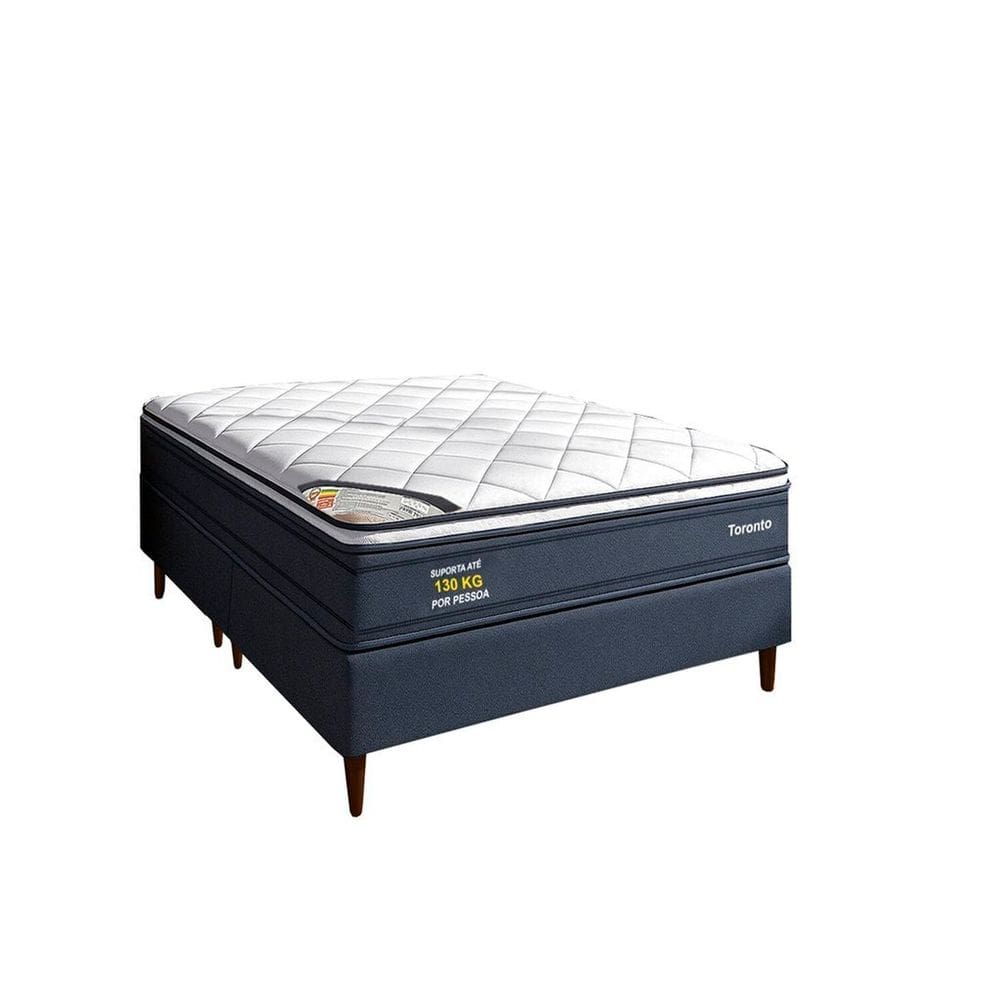 Conjunto Colchão Toronto Pkt 10 Eps Flex com Box Invertido 158x70cm Luxo Cinza/Branco