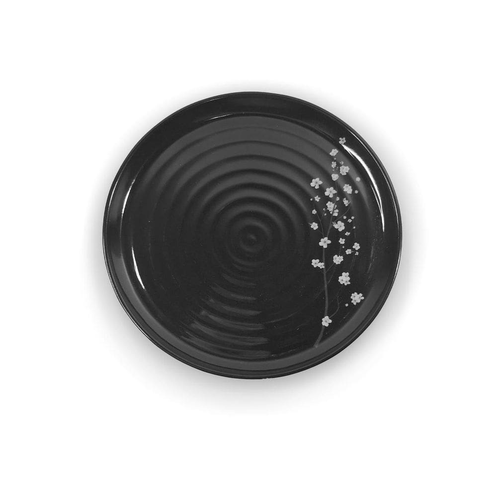 Prato De Sobremesa Linha Sakura Preta 19Cm - Ad.