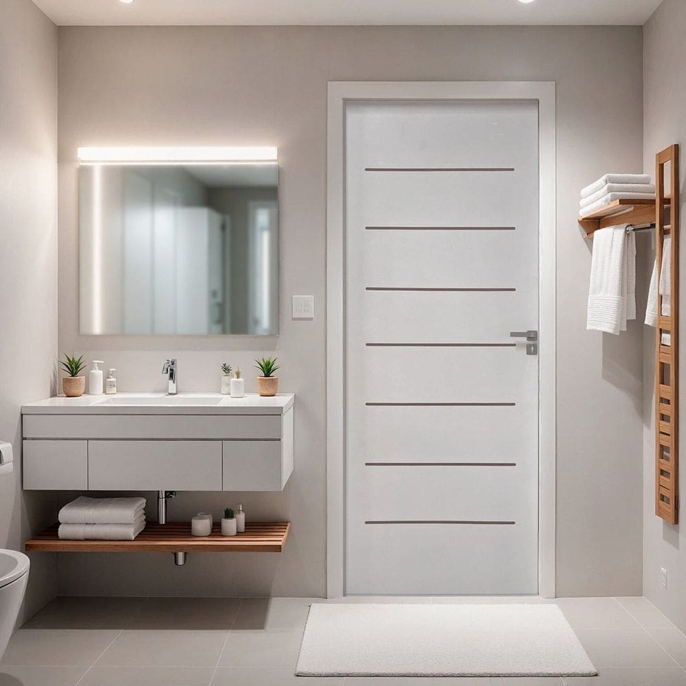 Kit Porta de Madeira 215x67cm Batente 20cm Cristal Primer com Guarnição Uniportas