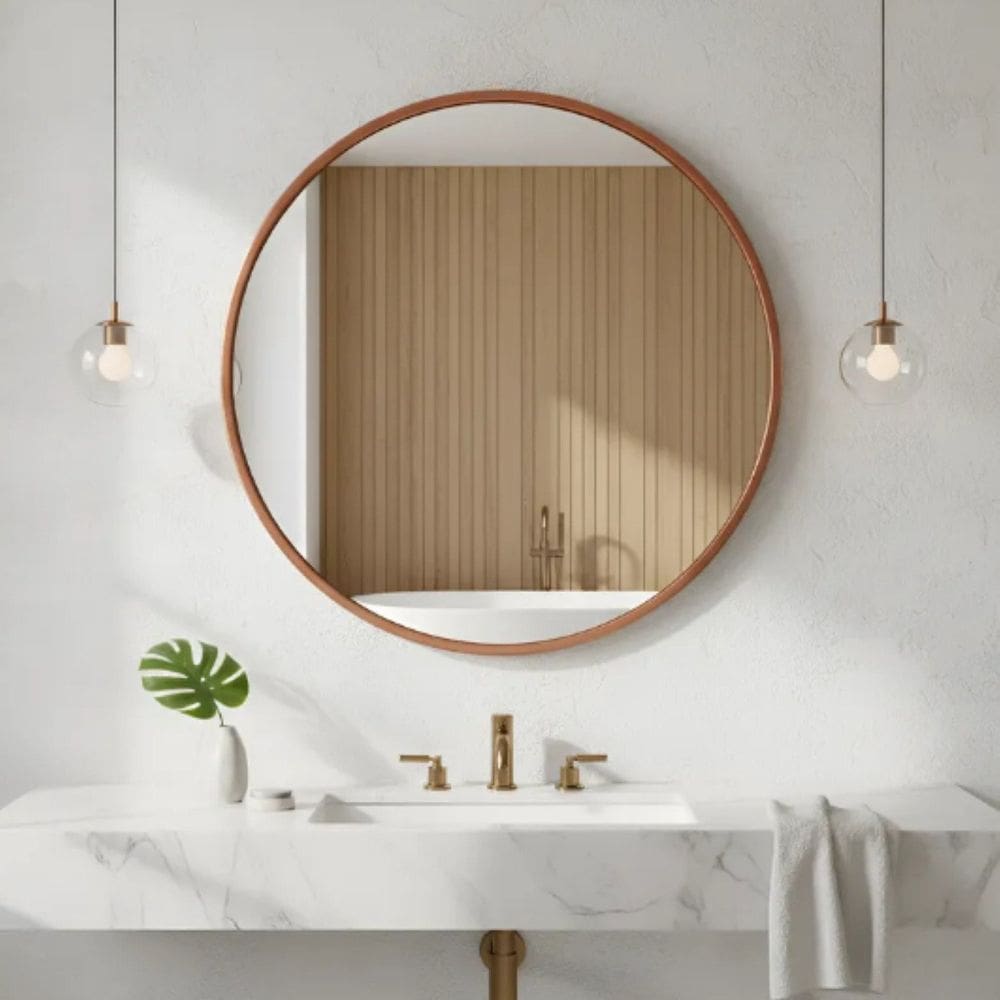 Espelheira Redondo 40cm Moldura Alumínio Basic Cobre