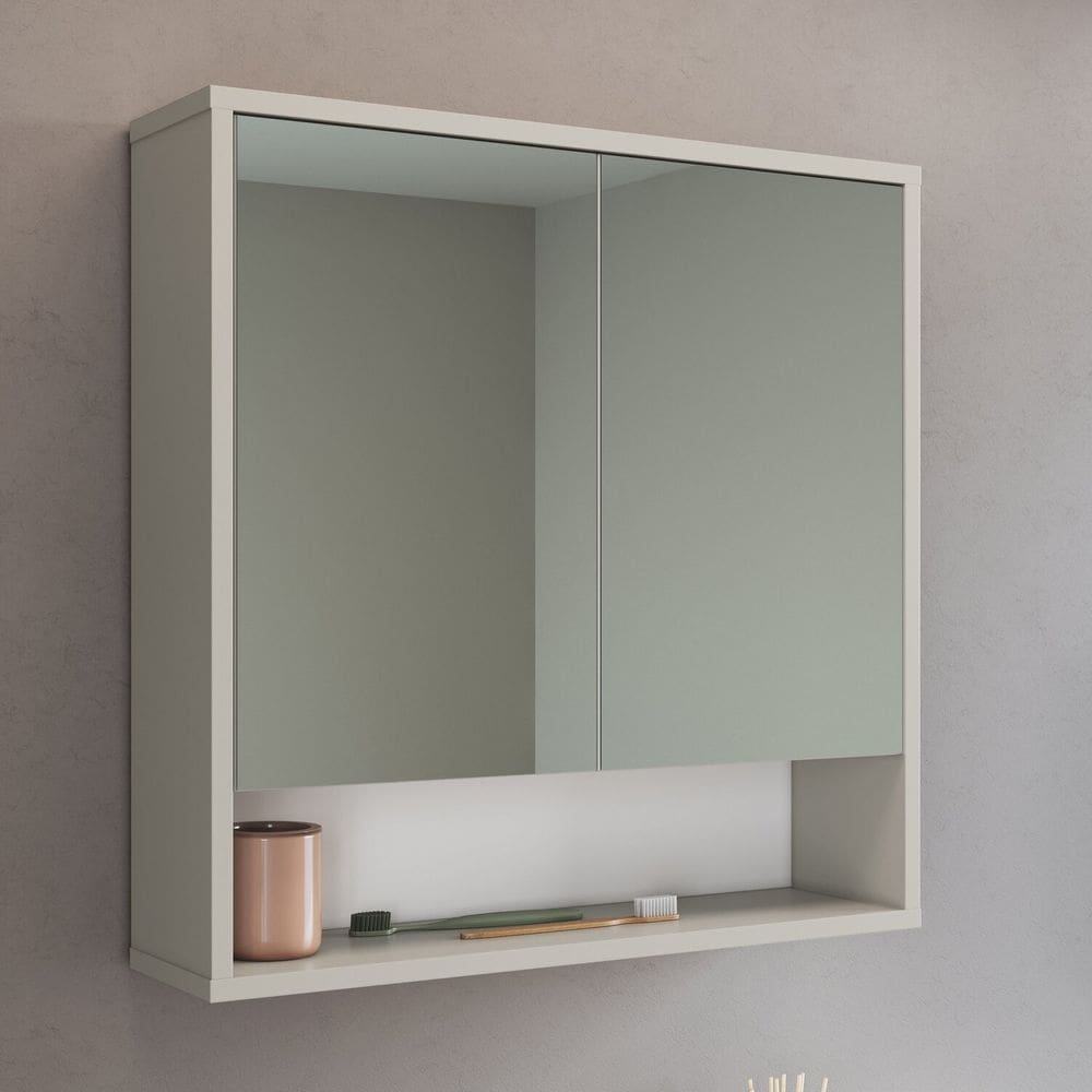 Armário Espelheira de Banheiro 60cm com 2 Portas 1 Nicho Bari Arenas