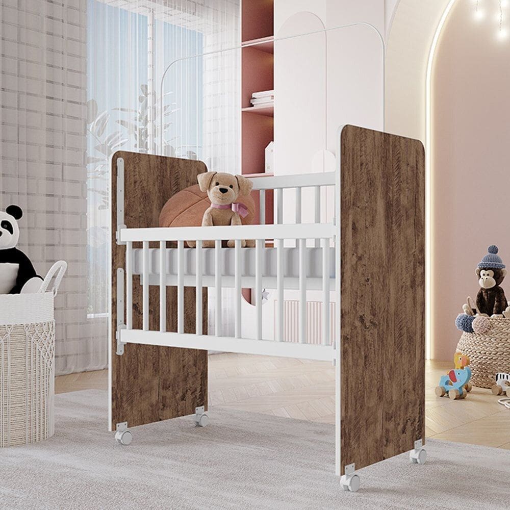 Mini Berço Grade Removível com Colchão New Baby Branco