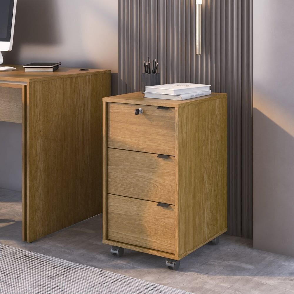 Gaveteiro 3 Gavetas Maine Espresso Móveis Carvalho