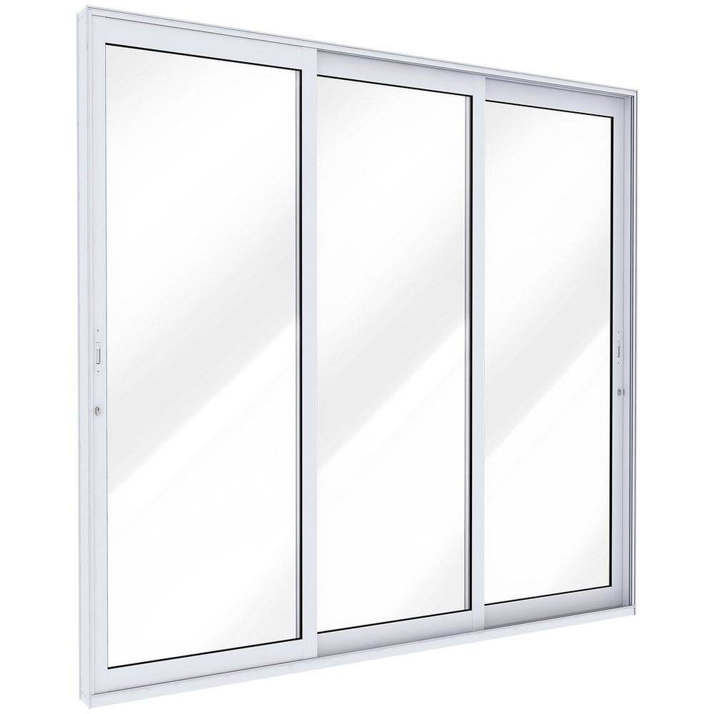 Porta de Alumínio de Correr Lateral 3 Folhas Móveis Vidro Temperado 235x250cm Lucasa Eccellente Branco