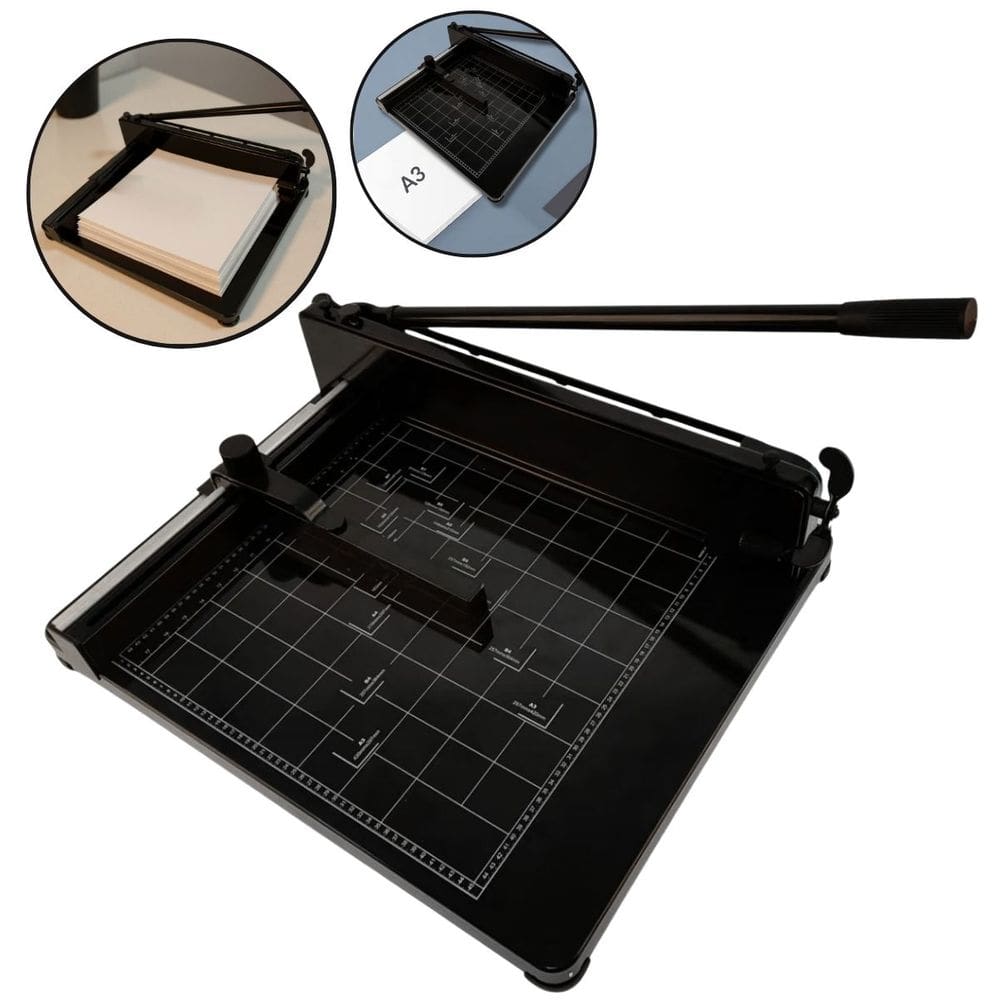 Guilhotina Papel Facão A3 A4 Manual 400 Folhas com Trava e Guia Preta Importway Iwgpa-3400pt