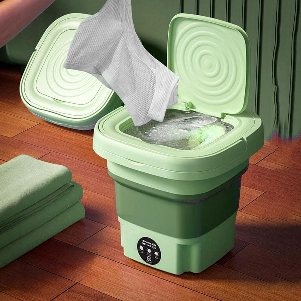 Mini Máquina De Lavar Roupas Dobrável Portátil 6,5L Verde