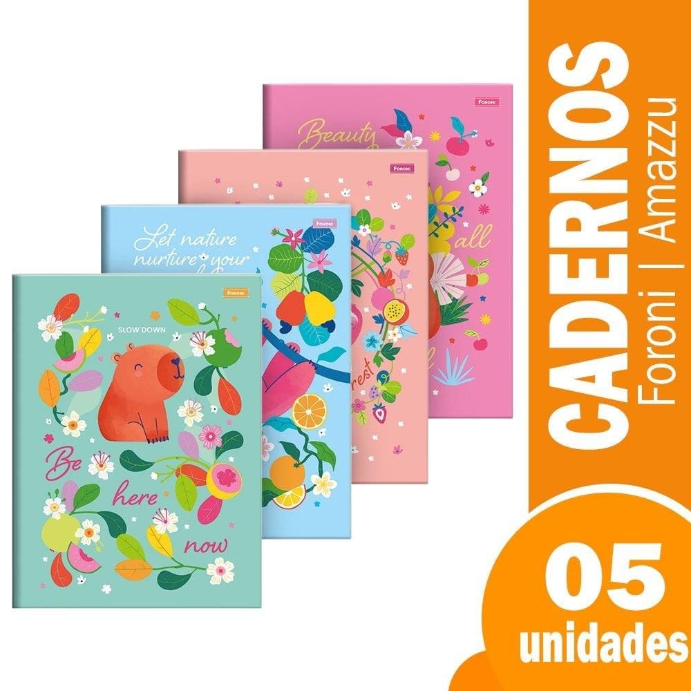 Caderno Costurado Universitario Capa Dura Foroni Amazzu 5X80fls