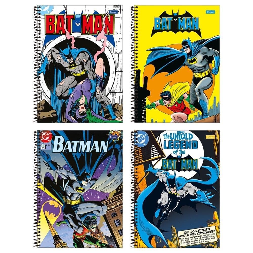 Caderno Espiral Universitario Capa Dura 10M Foroni Batman Fit 4X160fls