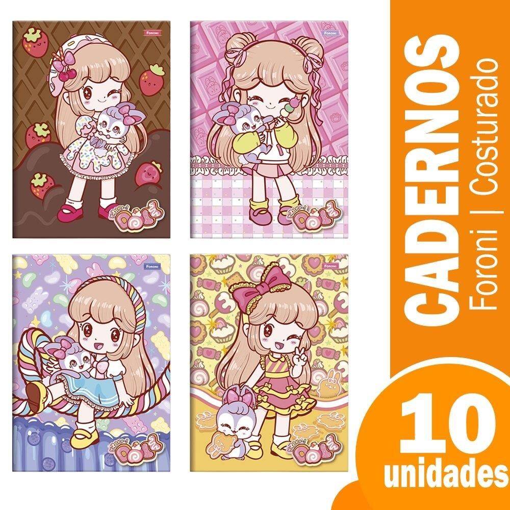 Caderno Costurado 1/4 Capa Dura Foroni Doll 10X80fls