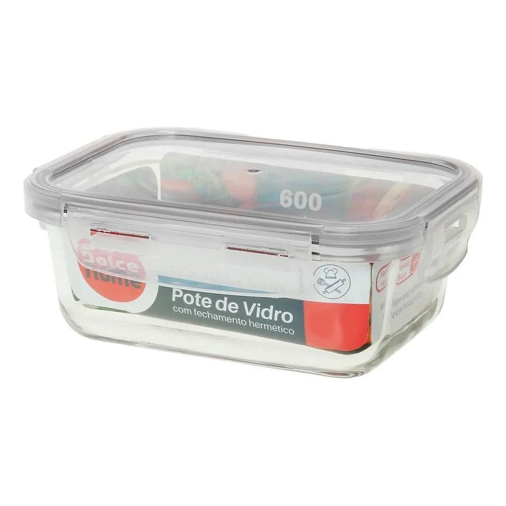 2X Pote Hermético Vidro Marmita 600Ml Microondas Forno Freez