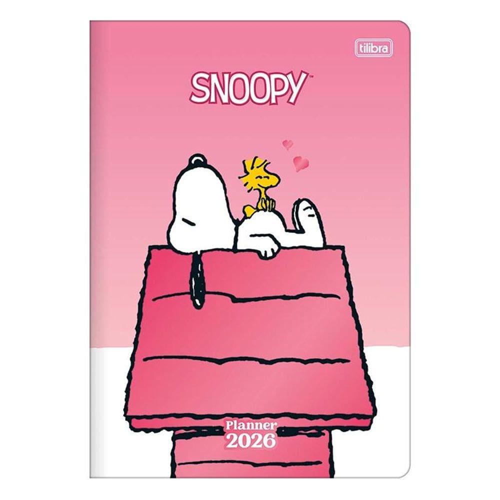 Agenda Planner Snoopy 2026 Grampeado 20 Folhas Rosa - Tilibra