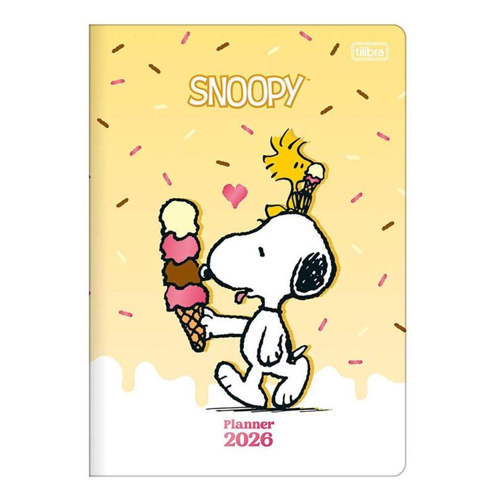 Agenda Planner Snoopy 2026 Grampeado 20 Folhas Amarelo - Tilibra