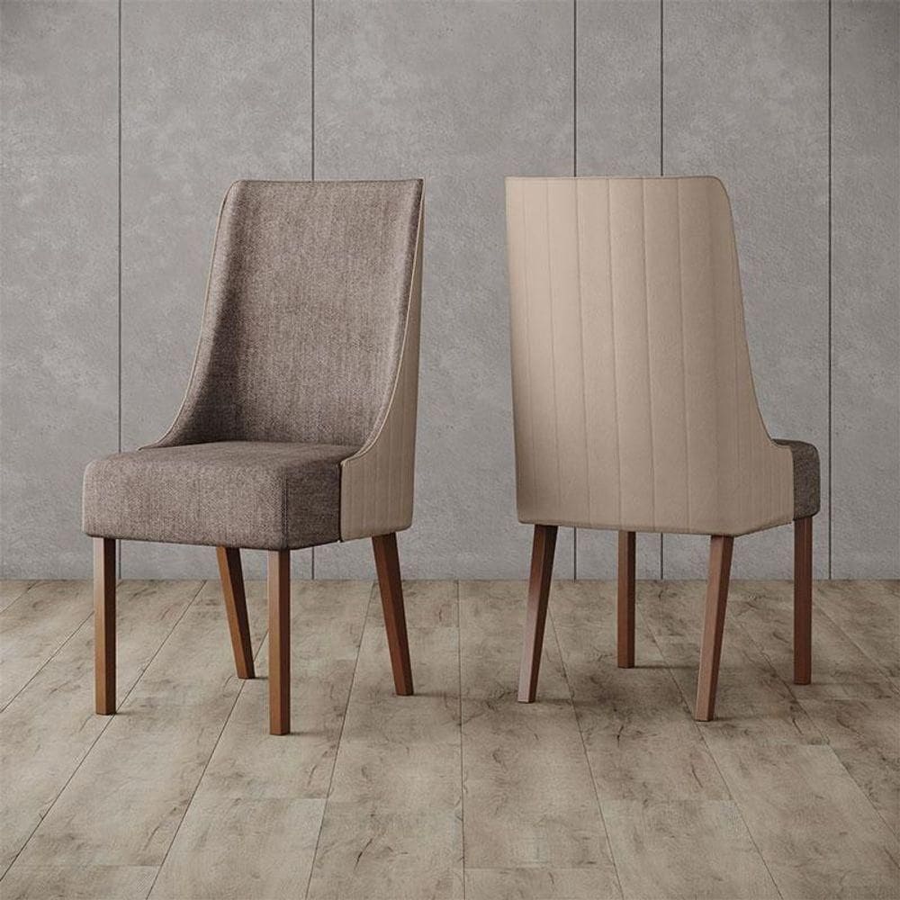 Cadeira Para Mesa De Jantar Ivy Ambiente Kit 02 Peças Corano Bege Cacao - Henn