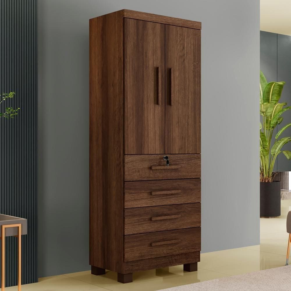 Armário Multiuso New Aurora 2 Portas 4 Gavetas Imbuía