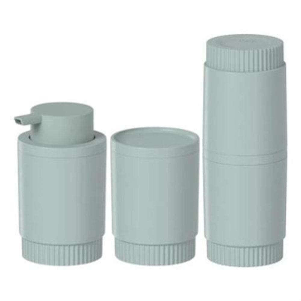 Kit Banheiro Porta Sabonete Líquido Escova Algodão Cotonete