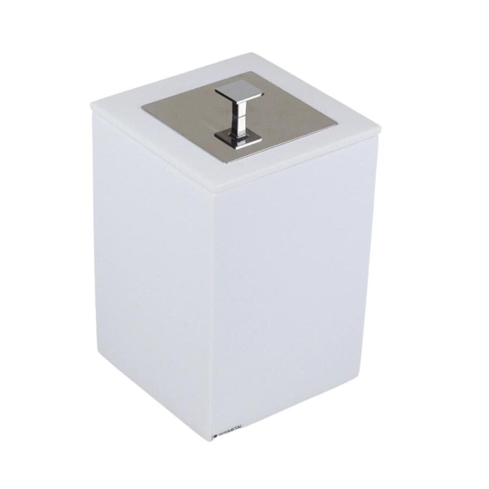 Lixeira Quadrada Vazada com Tampa 5,5L em Resina Branco