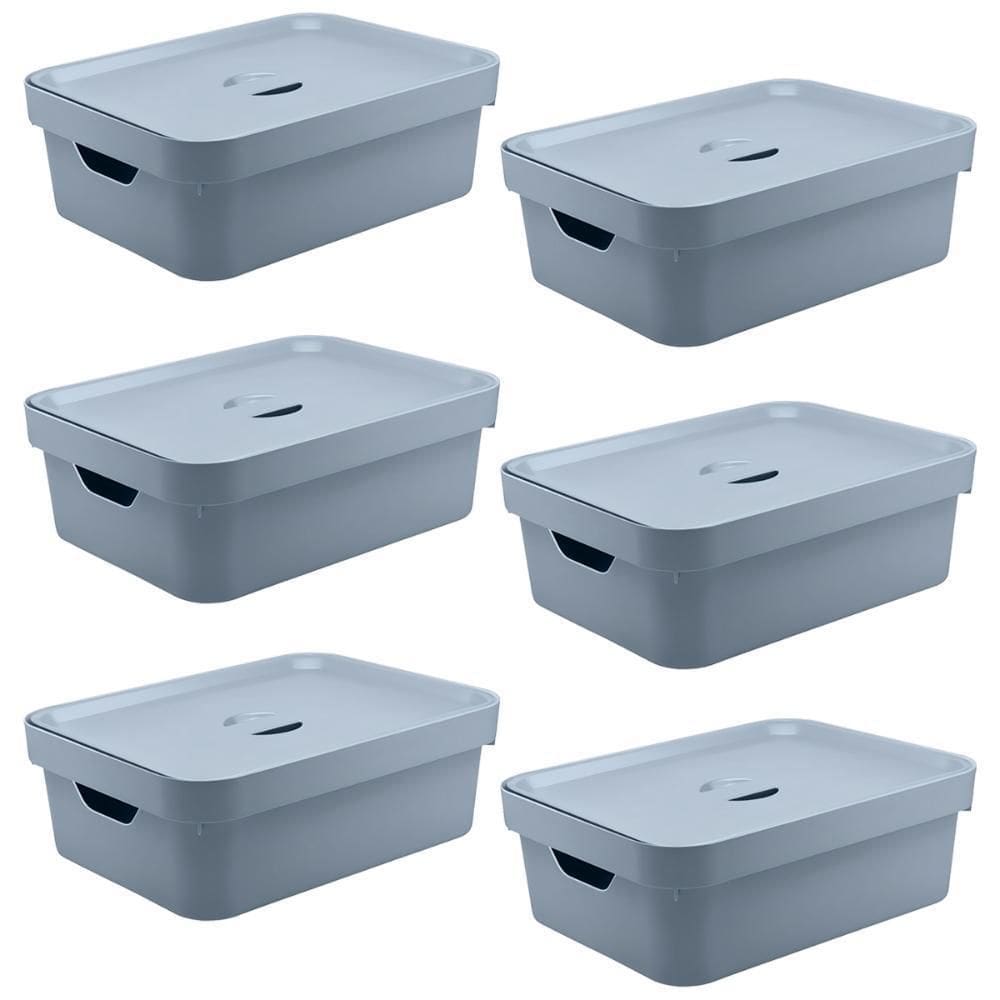 6X Caixa Plastica Multiuso Organizadora 10,5L Ou Cube Azul