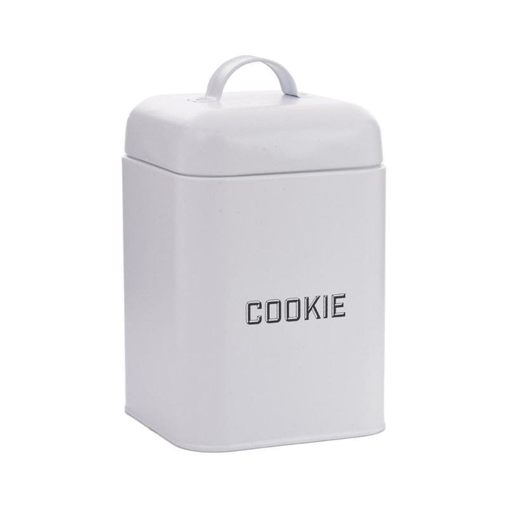 Lata Cookie Retro Branca 12X19X12Cm Aco Carb