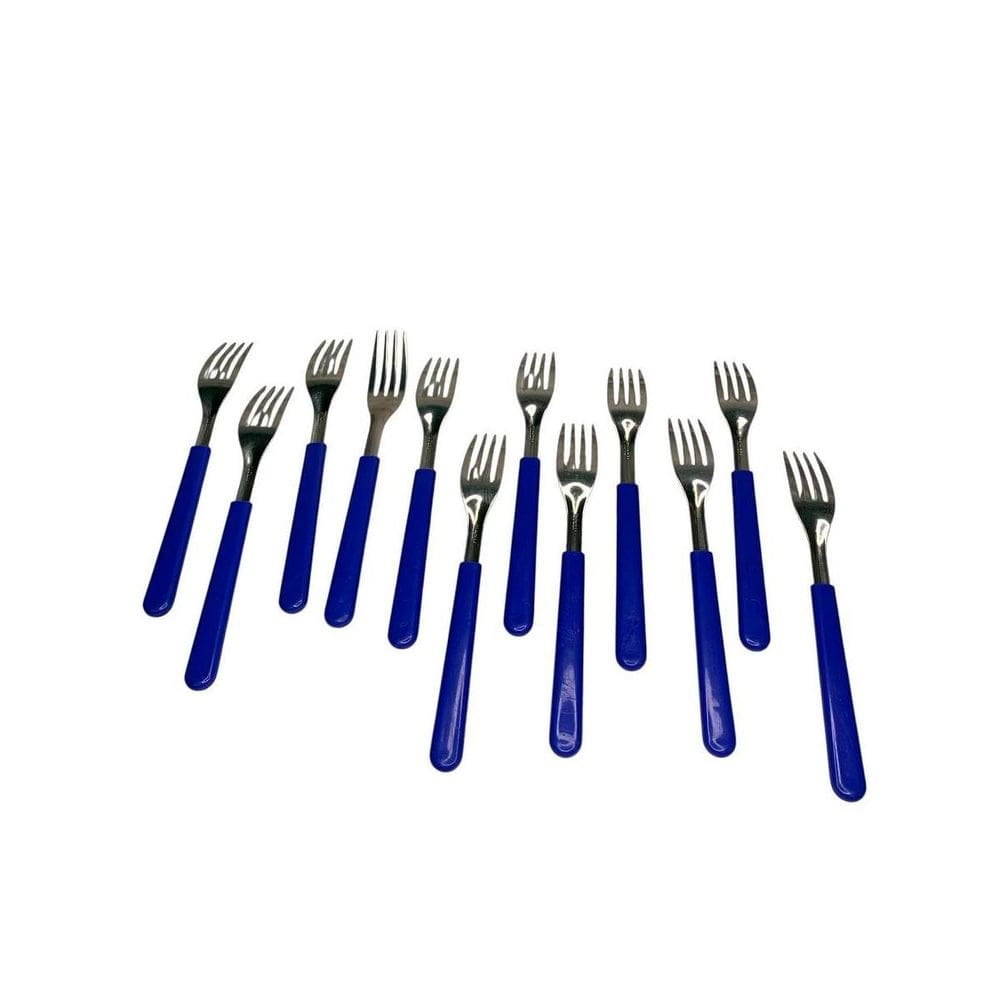 Kit Com 12 Garfos Azul San Marino Em Aço Inox