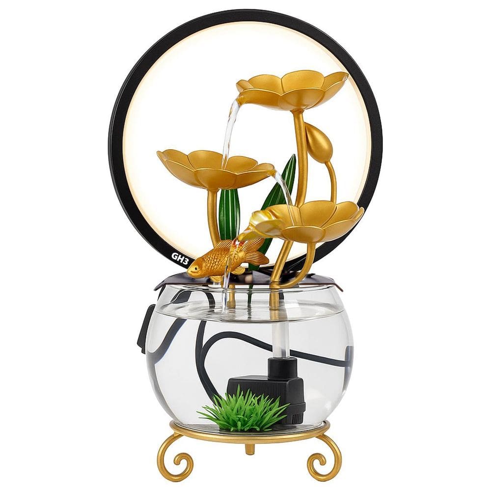 Fonte De Água Decorativa Gh3 Cascata Com Led E Bomba