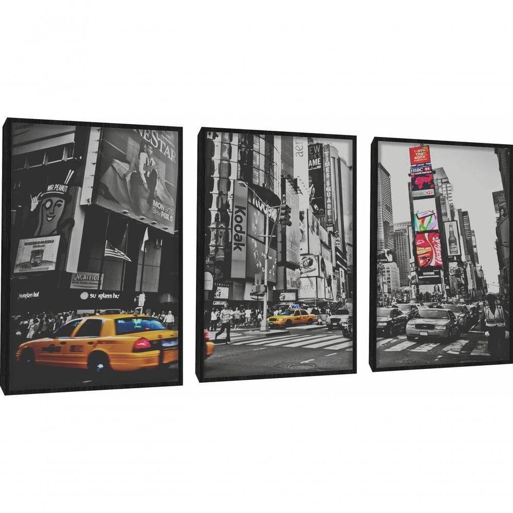 Quadro Decorativo Rua New York Com Moldura Preto