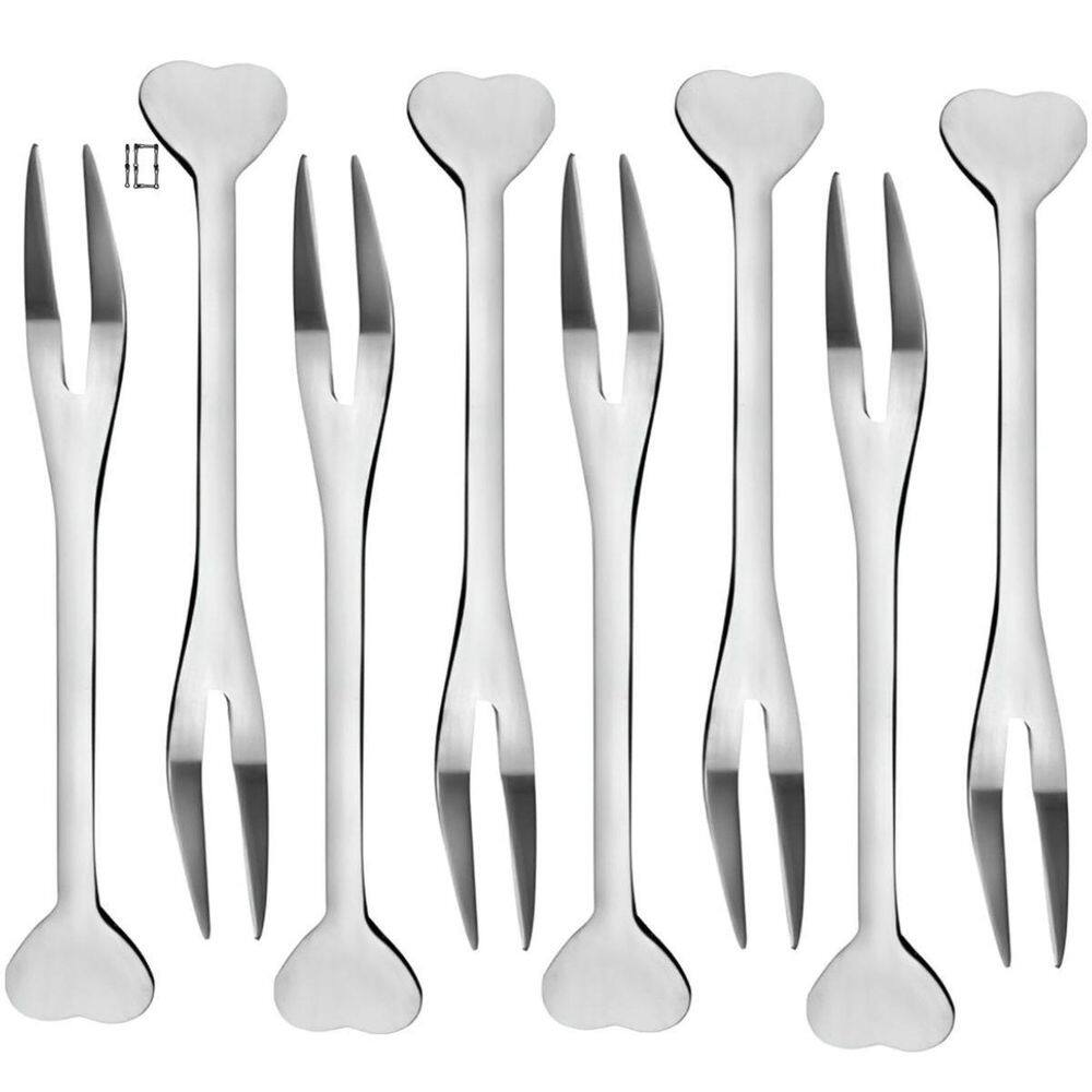 10 Mini Garfinho Talher Petisco Aperitivo Fondue Buffet Inox