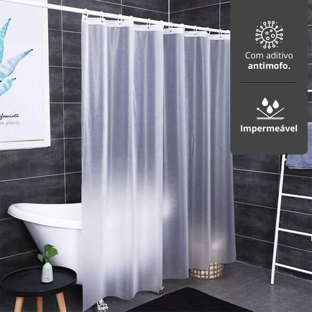 20 Cortina Box Banheiro Fosca Incolor Pvc Antimofo