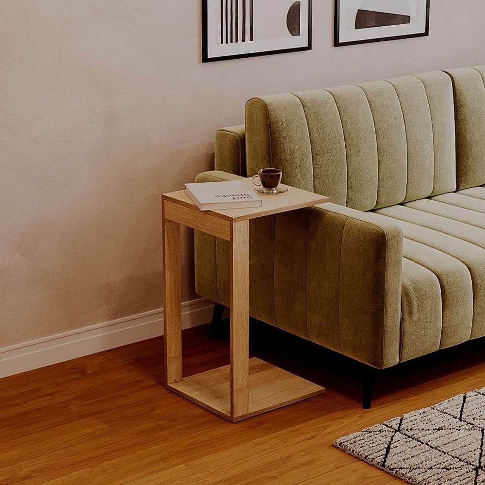 Mesinha Lateral de Apoio Carvalho Sala Quarto 30x30x65cm
