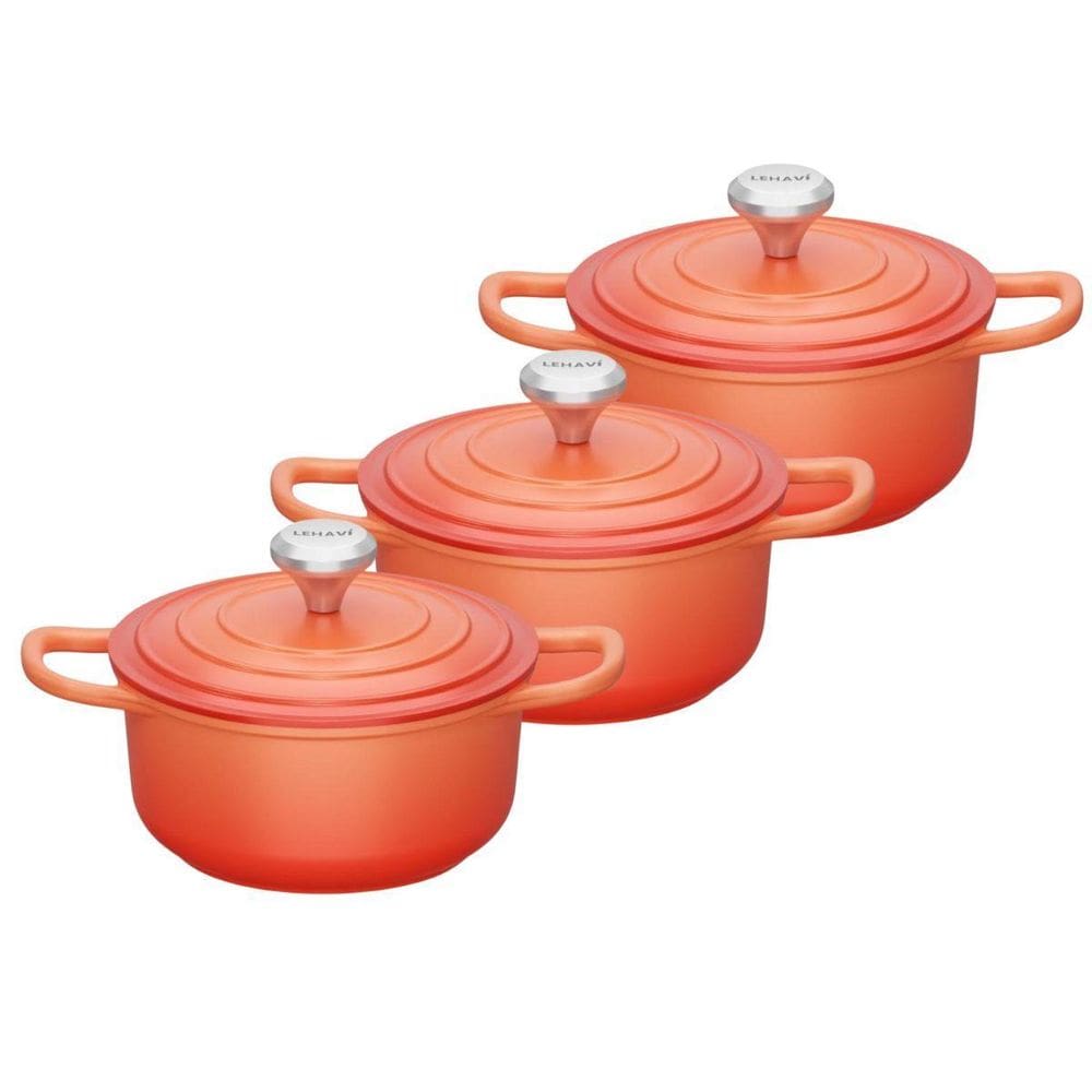 Kit Caçarola Lehavi Ceramico Indução Laranja 4,3L+4,3L+4,3L