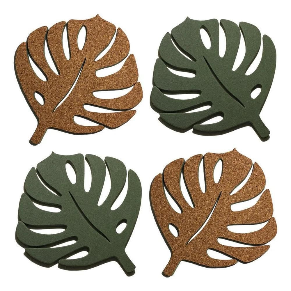 2X 4 Descanso Suporte De Panela Travessa Folha Cortiça Natur