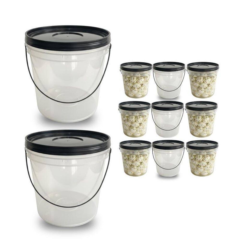 Balde 3,2L Transparente Ideal Para Nutrição - 9 Pçs